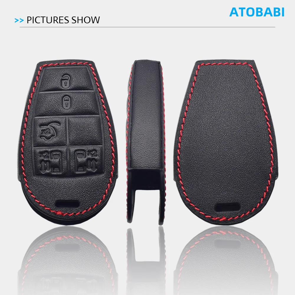 Leder Auto Schlüssel Abdeckung Für Dodge Challenger Ladegerät Magnum Reise Ram Jeep Commander Grand Cherokee Chrysler 300 Remote Fob Fall – Detail 6