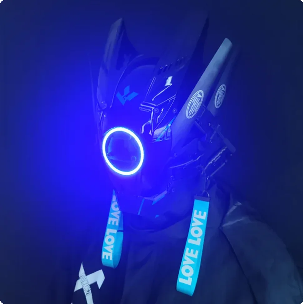 Imagem -05 - Cyberpunk Led Lighting Cosplay Capacete para Adultos Music Festival Party Halloween Presente de Natal