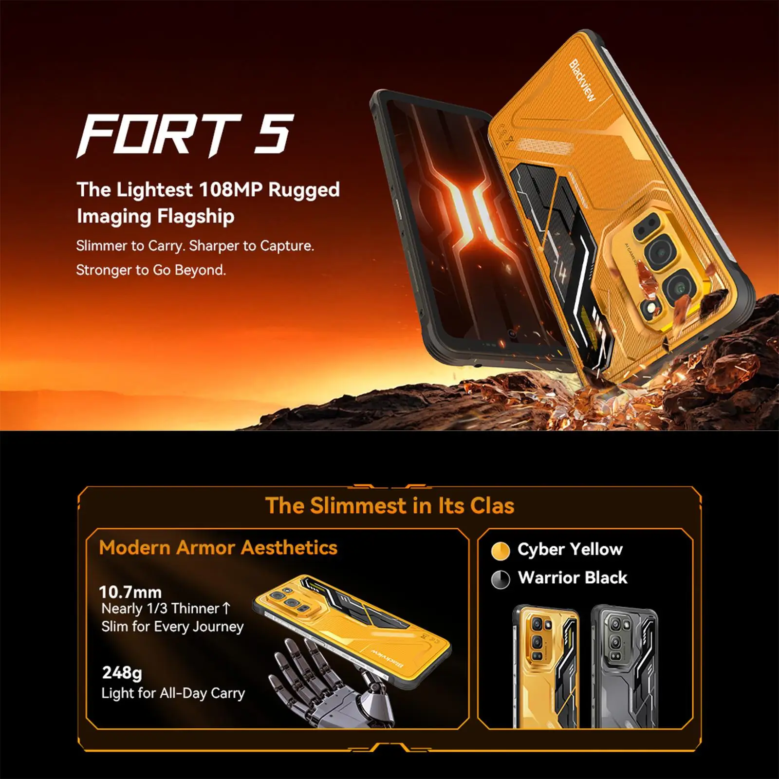 Blackview FORT 5 Rugged Phone 6.78" Display 12G+256GB 108MP 5000mAh Battery 4G NFC Android 16 Global version Rugged Smartphone