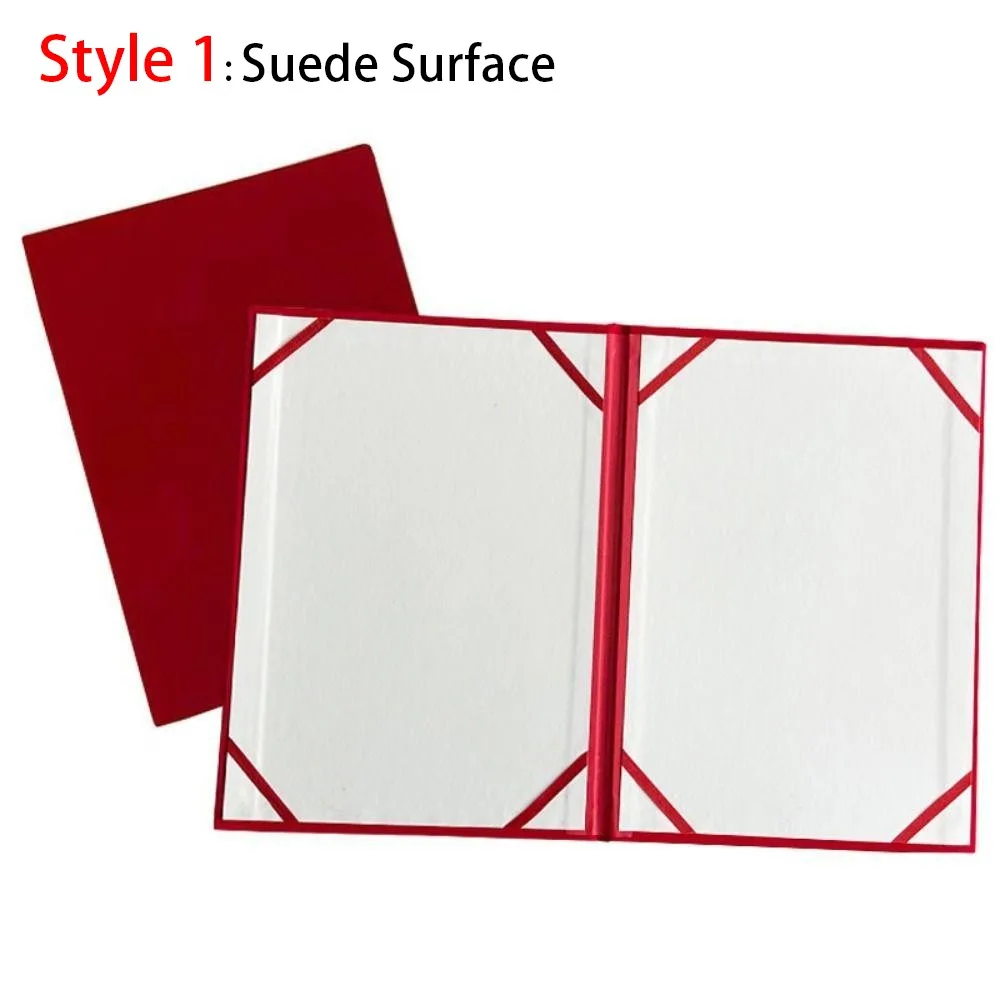 1Pcs Durable Surface A3 A4 Paper Hardcover Thicken PU Leather Certificate Cover Gold Red File Page Folder Poetry Reading