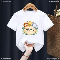 Personalized Birthday Tshirt Wild Tee Boys Jungle Party T-Shirt Boys Safari Animal With Name Clothes Kids Gifts Tops 1-9y