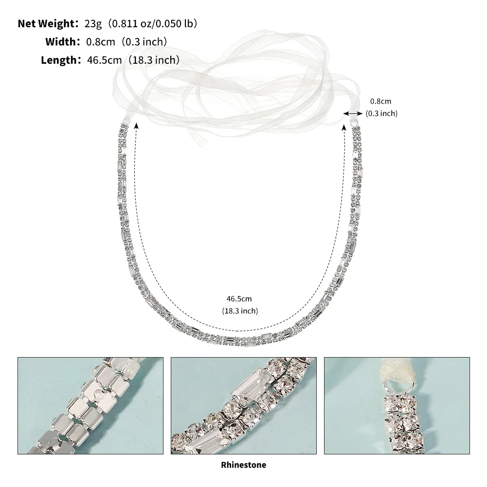 Silver Rhinestone Claw Chain Belt and Hairband Fashionable Bridal Wedding Jewelry Hair Accessories Party Party Dress Belts image 6