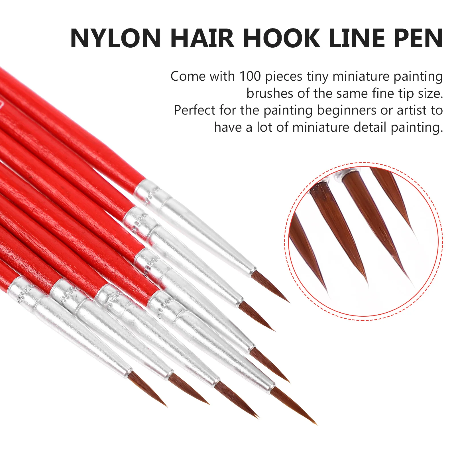 100本入り油絵筆 ナイロン毛 ディテールペイントブラシセット アクリル水彩ネイルアート用 細筆 クラフトブラシ