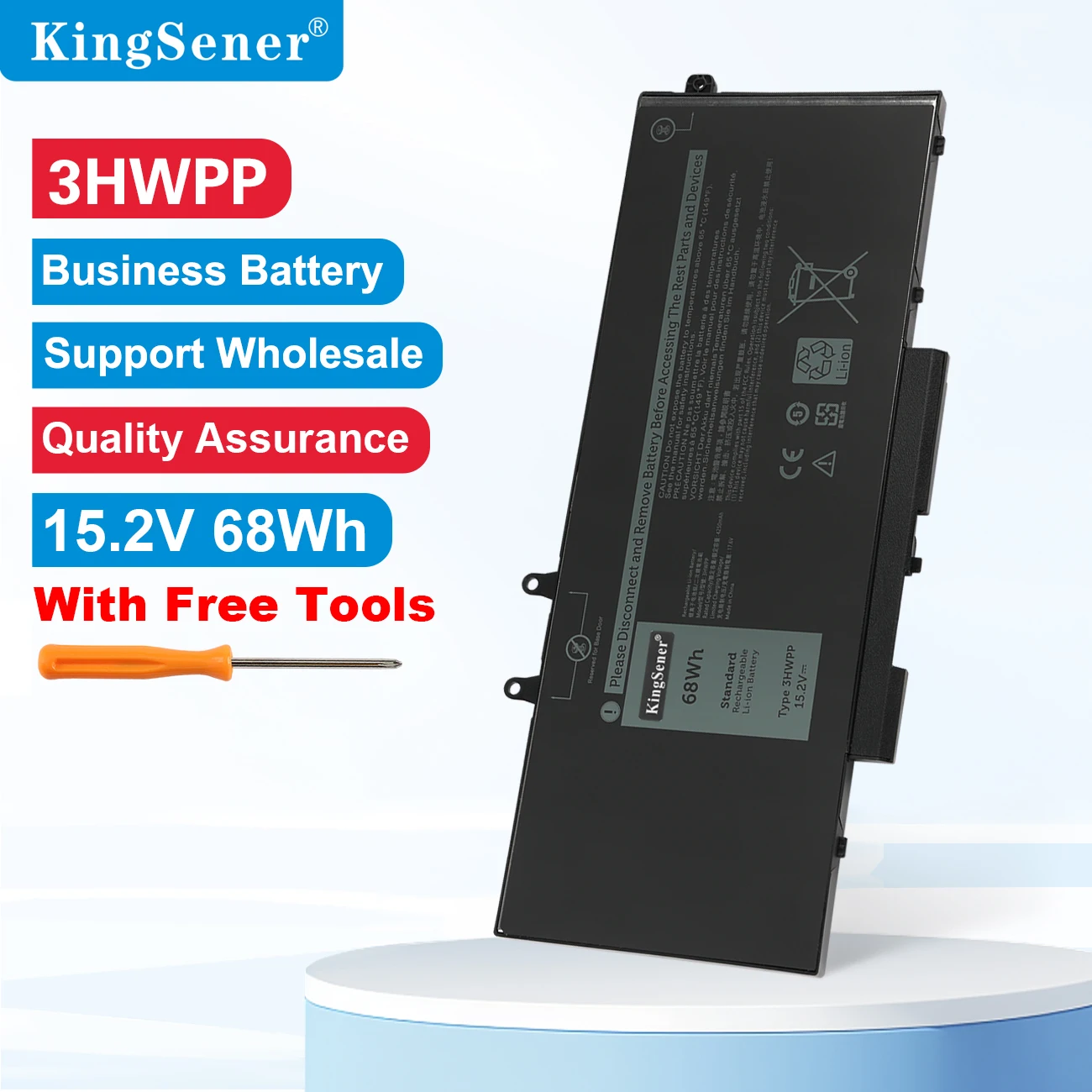 

Аккумулятор для ноутбука KingSener 15.2V 68WH 3HWPP для DELL Latitude 5401 5501 5411 5410 5511 3541 Series P80F003 P98G003 03HWPP