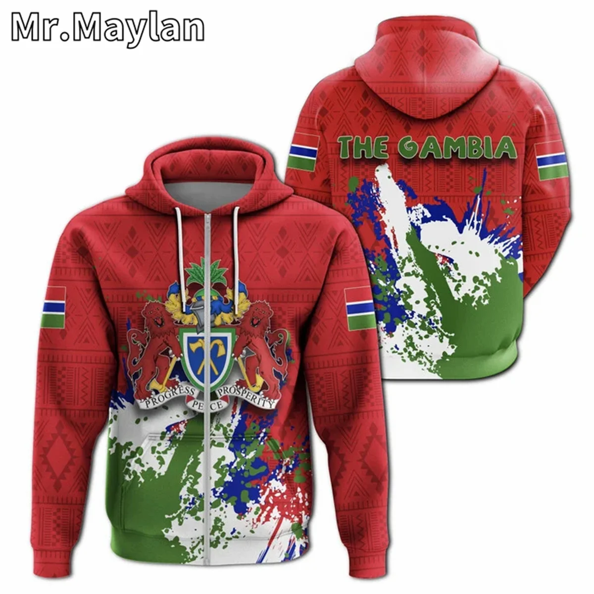 AFRICAN HOODIE Country GAMBIA Flag 3D Printed Unisex Hoodies Men/Women Streetwear Zip Pullover Casual Jacket Tracksuits W-12333