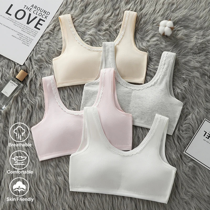 Developmental anti bulge point female student underwear, comfortable for middle and high school students, small vest, breathable
