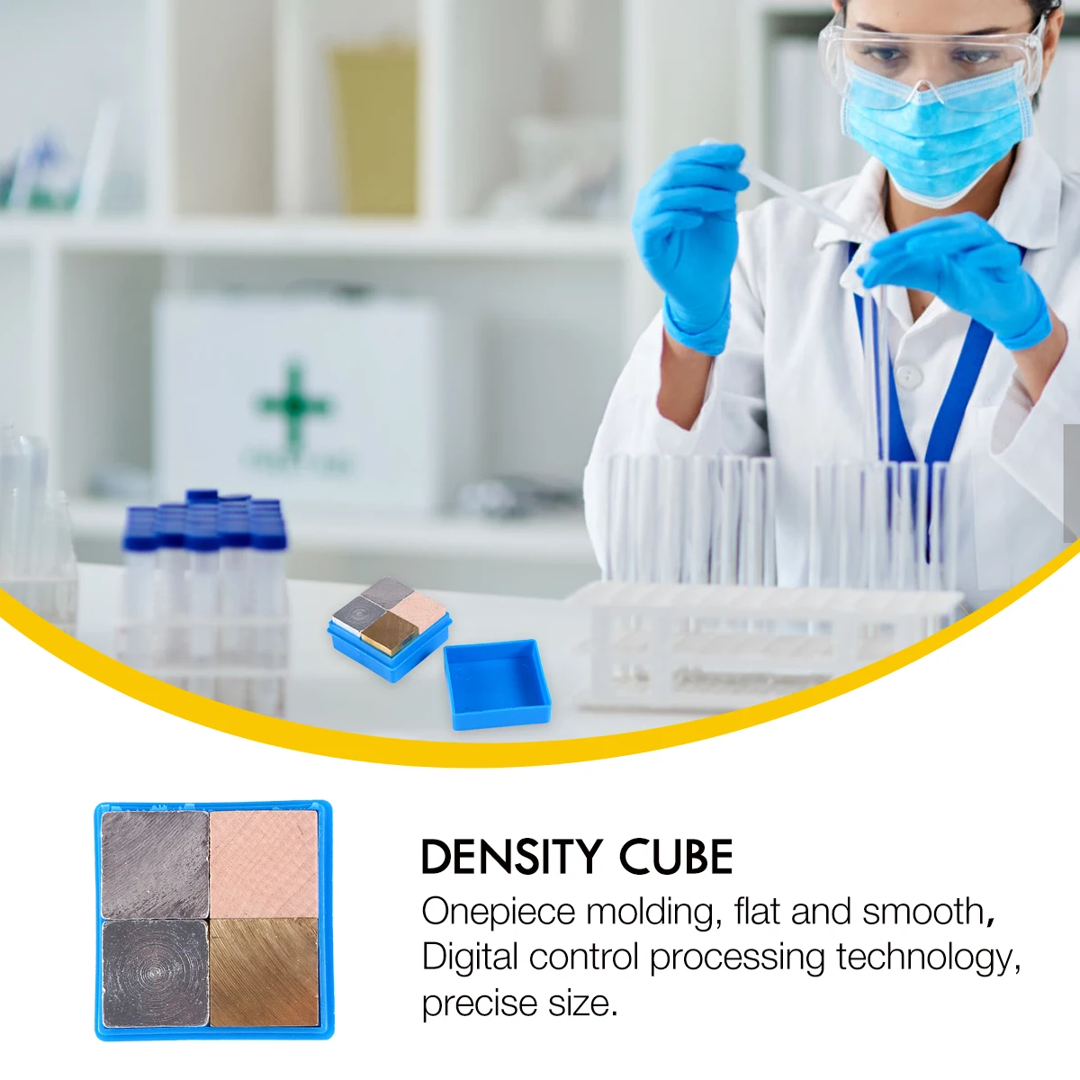 

4 Pieces Density Blocks Set Storage Box Packaging Polished Flat Smooth Teaching Collection Gift Display Density Cube Copper Iron