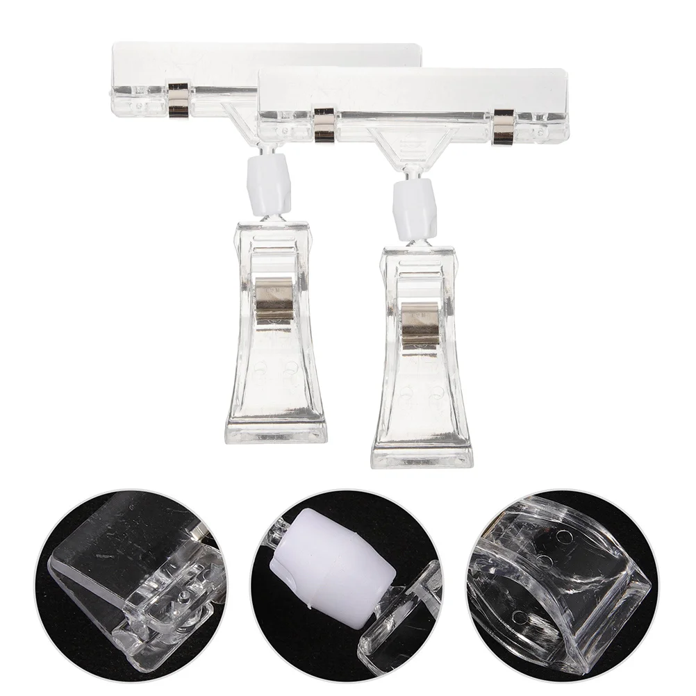

2 Pcs Rotating Price Folder Food Labels Tag Holders Multifunction Memo Clip Plastic Merchandise Sign Display Signage Stand Mini
