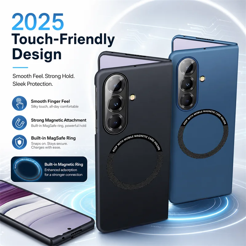 Frameless Magnetic Cases for Samsung Galaxy Z Fold7 5G Drop-Proof Shock-Resistant Hard PC Phone Cover Lightweight Non-Slip Armor