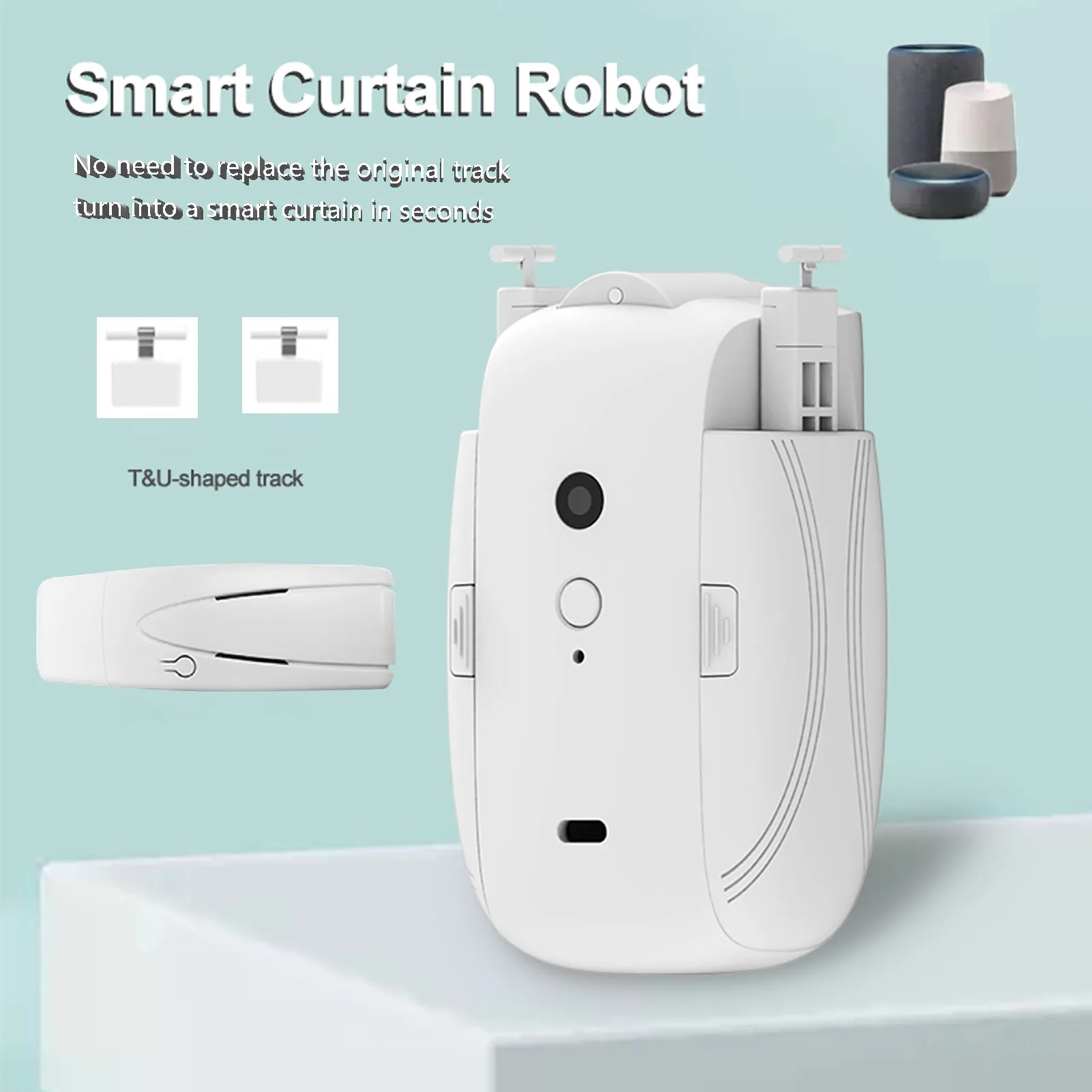 Smart Automatic Curtain Opener - Remote Control with Application / Timer / Voice, Upgraded High-Performance Motor, Added Gateway