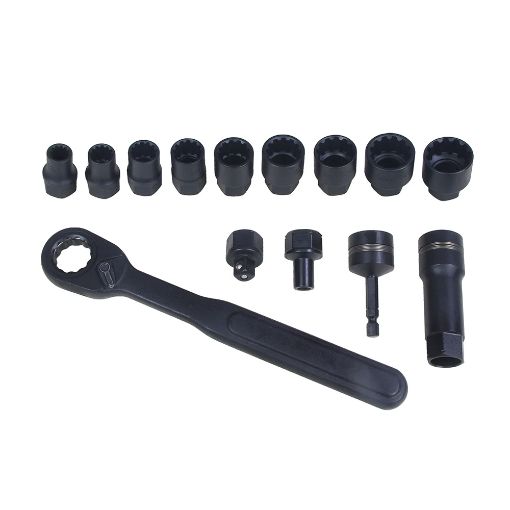 

14pcs Through Hole Socket Wrench Set For Mechanic And DIY Enthusiasts Car Bike Maintenance Stubborn Bolt Removal Tasks