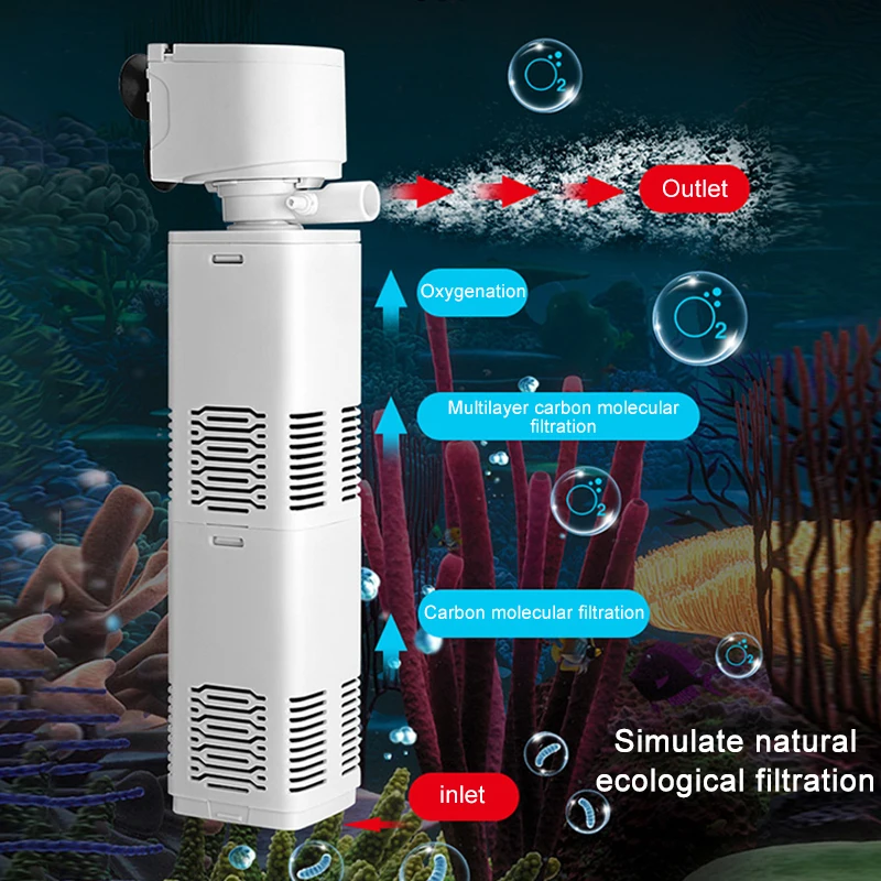 Aquarium Filter Pump Fish Tank Submersible Silent Air Oxygen Aerator Water Change Pump Aquarium Air Pump Wave Maker 220v