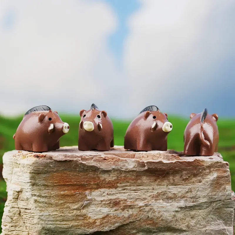 5/10 Pcs Miniature Wild Boar Figurines, Fairy Garden Plant Accessories, Micro Landscape DIY Craft Project Home Decorations