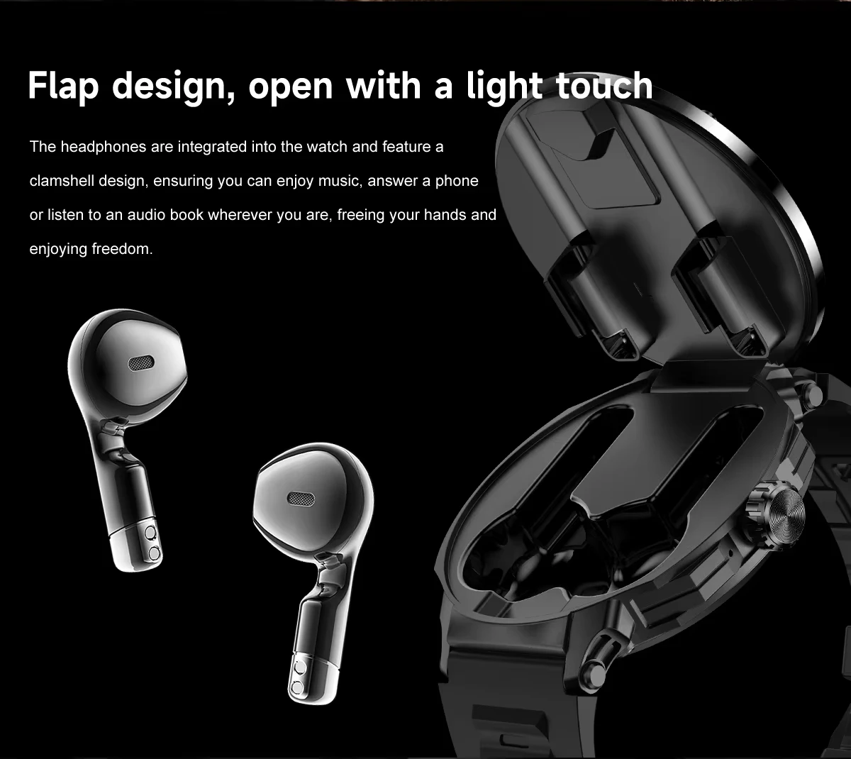 NFC Smart Watch Wireless Earphone 2 in1 Bluetooth Call Men Smart Watches Heart Rate Monitor Music Playing Headphones Smartwatch view 5