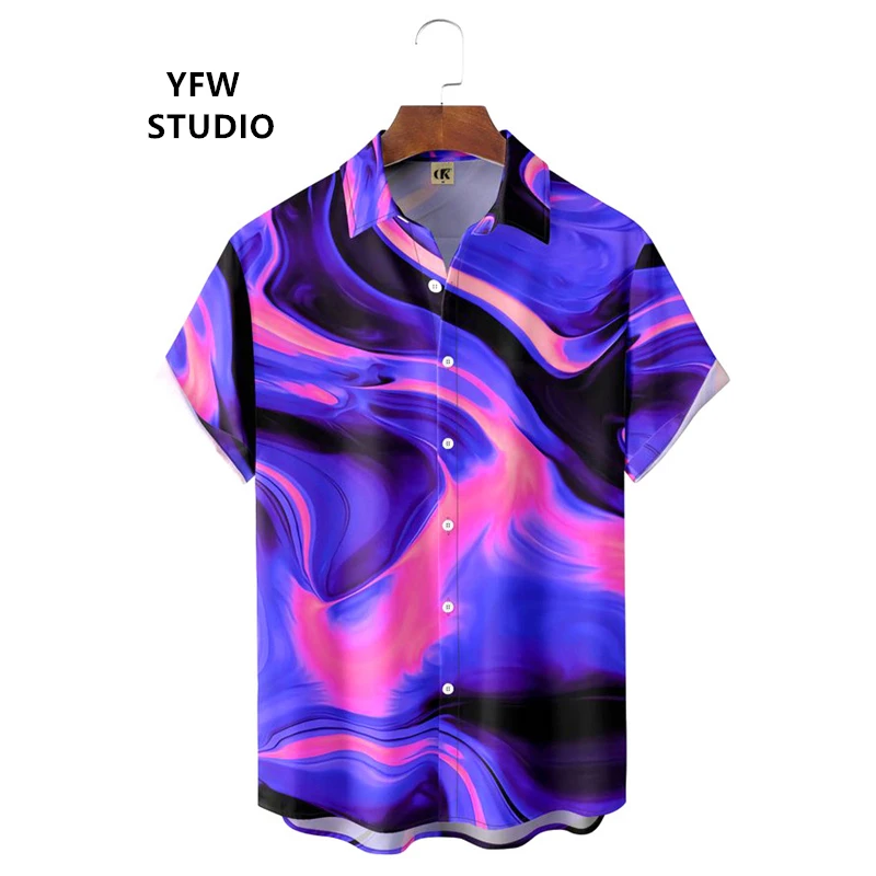 Colorful Blend Dye Tie Dye 3D Pattern Printed Men's Shirt Fashion Shirts for Men Outdoor Hawaiian Shirts Luxury Men's Shirt