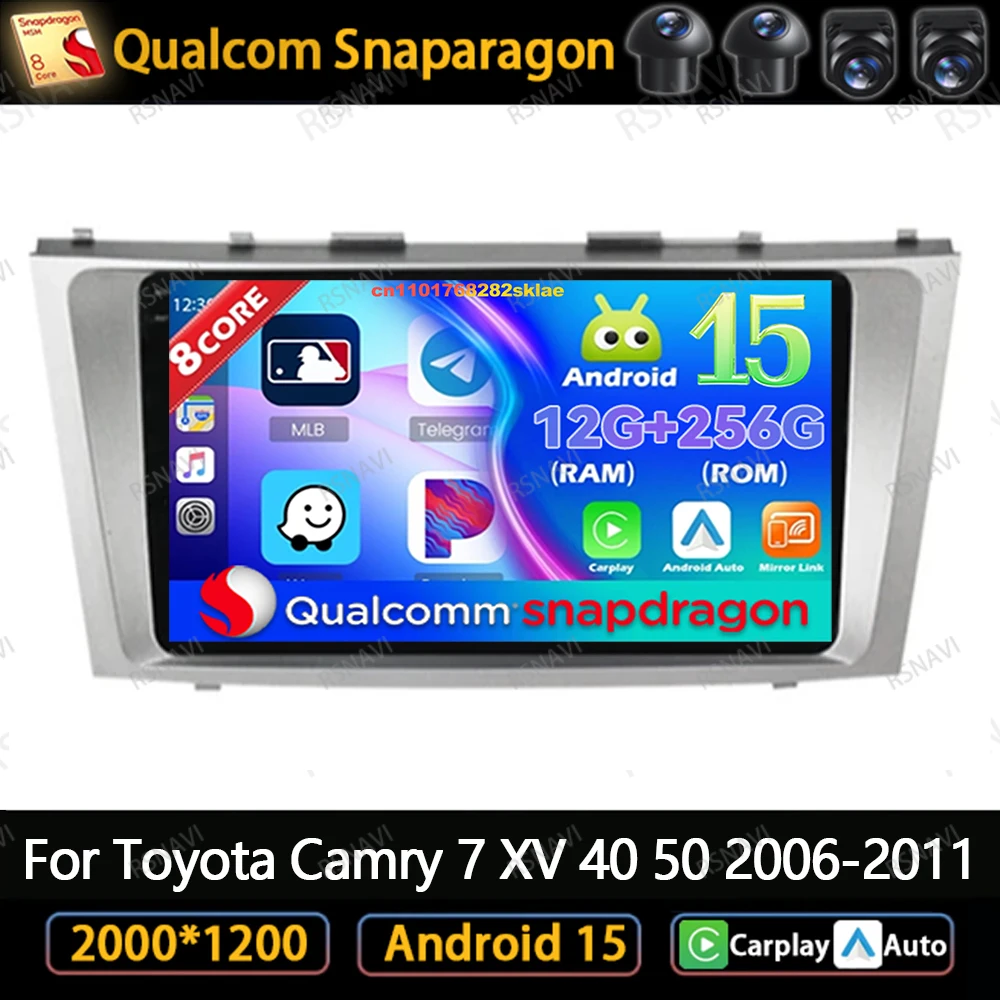 

Автомобильный радиоприемник Android 15 для Toyota Camry 7 XV 40 50 2006-2011 RDS Мультимедиа No 2DIN Авторадио Беспроводной WIFI + 4G Carplay Qualcomm BT