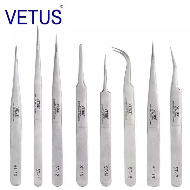 VETUS ST High Hardness Stainless Steel Tweezers Precision Anti Magnetic Tool for Maintenance Beauty Bird Nest Processing
