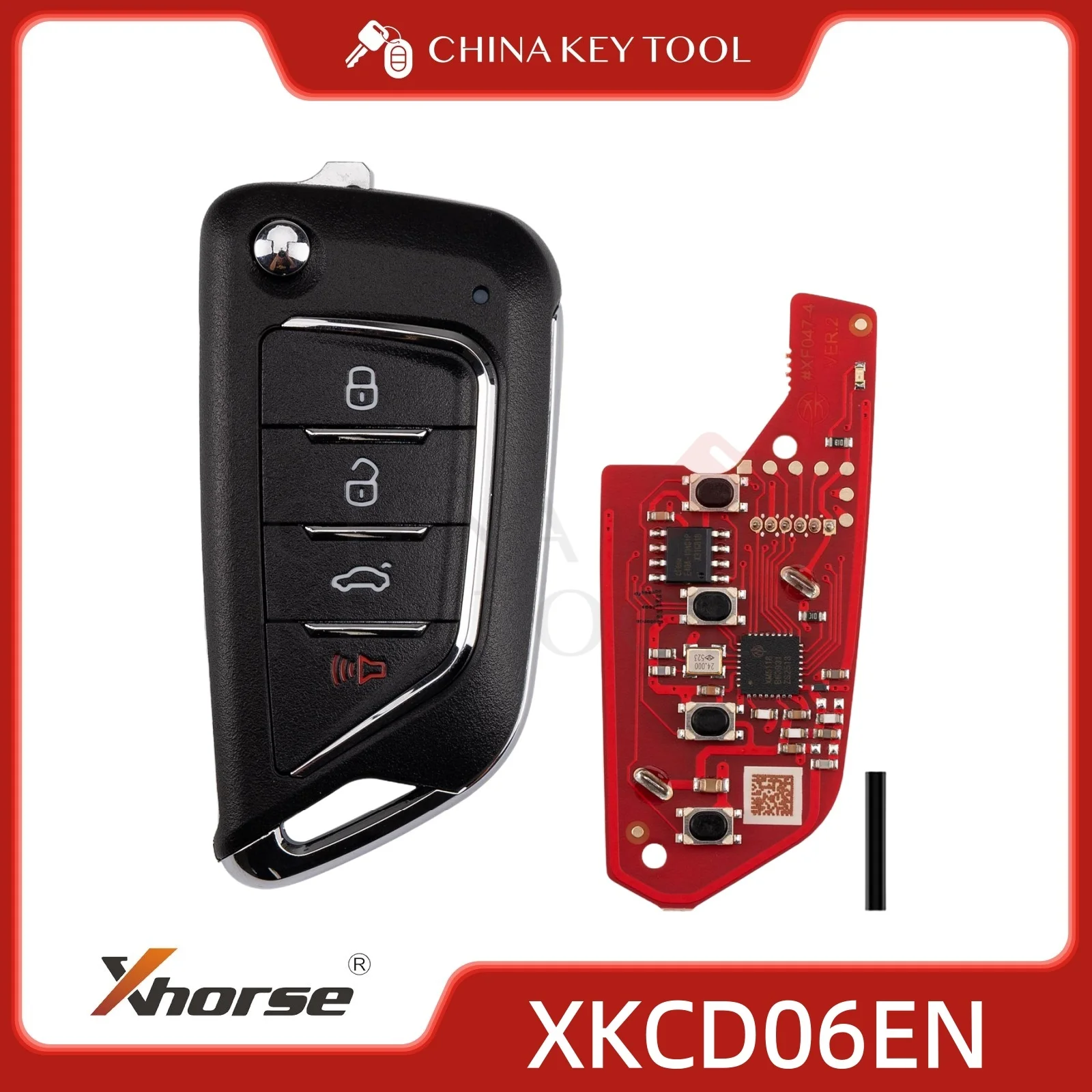 Xhorse XKCD06EN الجيل الثاني سلك مفتاح بعيد لكاديلاك نمط 4 أزرار الإصدار العالمي