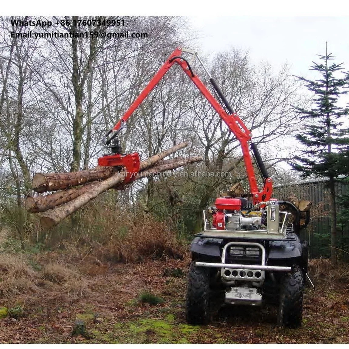 Small Hydraulic Atv Timber Wood Log  Trailer  Loader Crane for Tractor Attachments