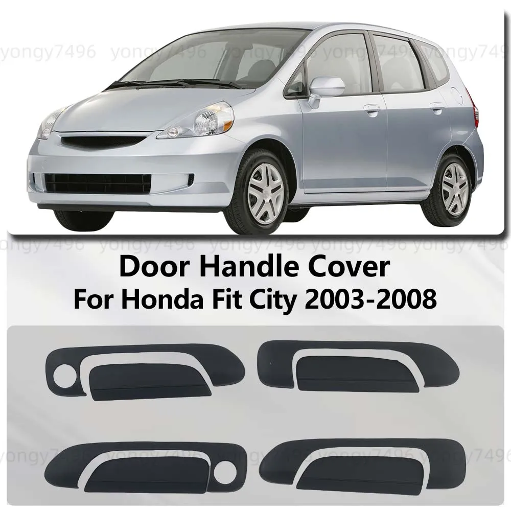 For Honda Fit City 2003 2004 2005 2006 2007 2008 Door Handle Matte  Black Cover Stickers Exterior Parts Car Accessories Trim