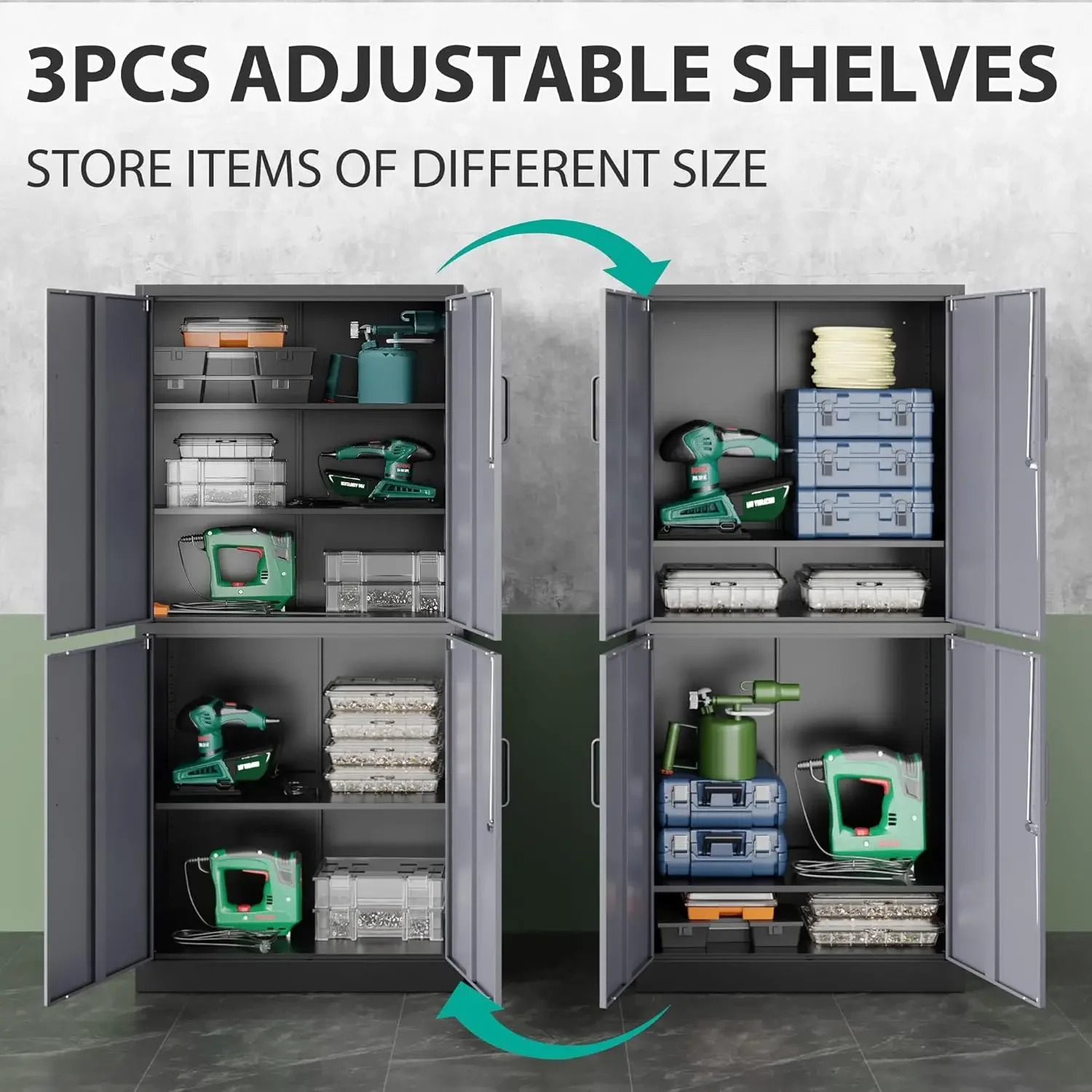 Metal Storage Cabinets With Doors And Shelves,71" Metal Garage Storage Cabinet with Lock,Metal Cabinet with Locking Doors