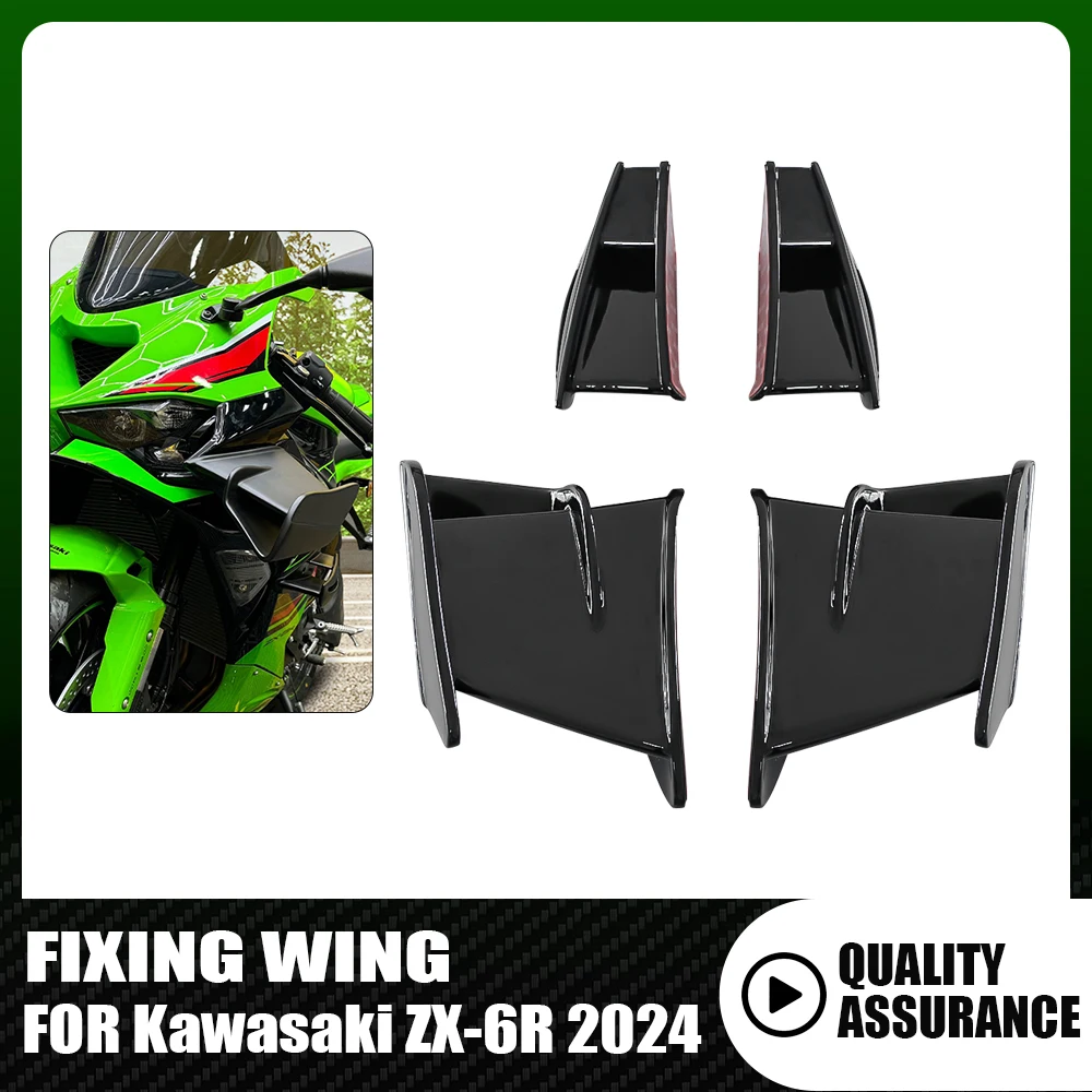 

Motorcycle Wing Deflector Fixed Wing Spoiler For KAWASAKI ZX-6R ZX 6R ZX6R ZX-636 ZX636 2024 Aerodynamic Winglet Fairing Kit