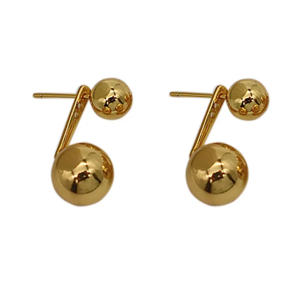 Elegant Trendy Double Balls Alloy Round Girls Fashion Jewelry Stud Earrings Ball Earring Female Earrings