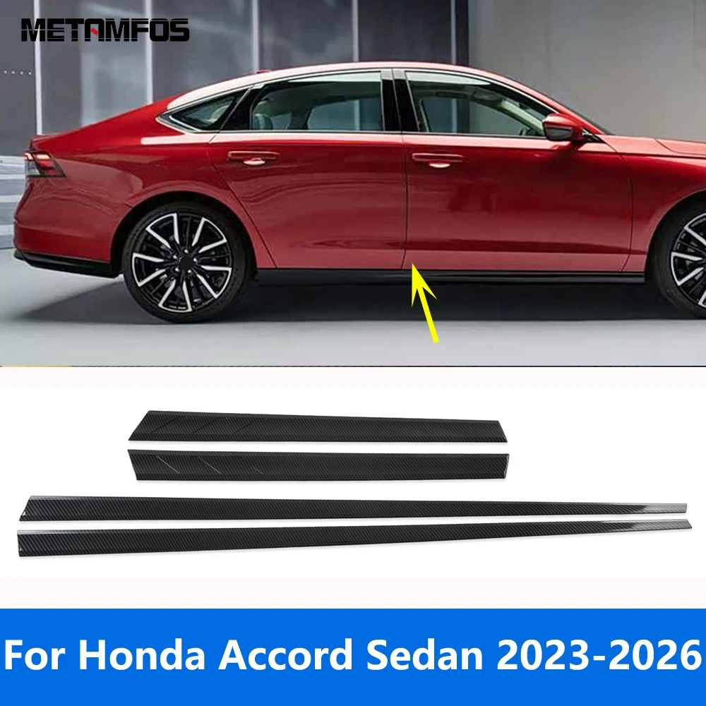 

Для Honda Accord Sedan 2023-2025 2026: Накладки на боковые двери из карбона, молдинги, декоративные полосы, аксессуары для стайлинга автомобиля