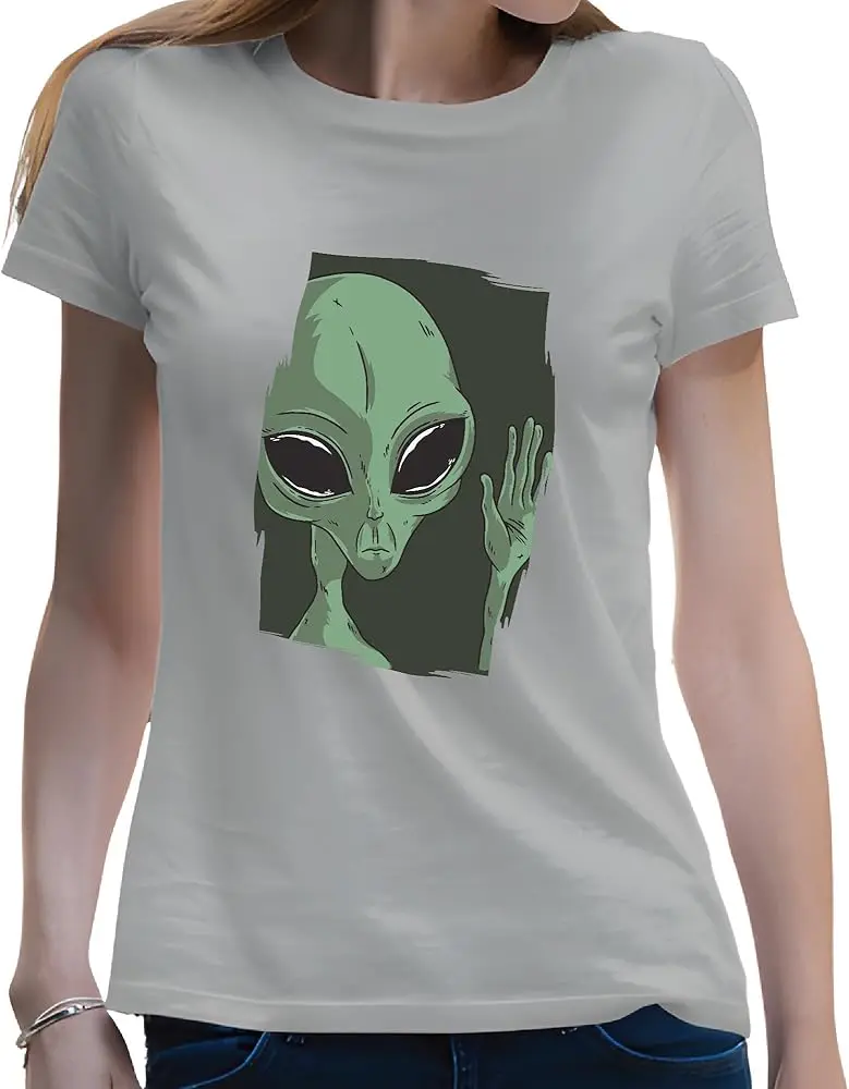 Alien Waving Gift for Alien Lovers Sad Face Aliens Design for Kids and Adults  High Quality 100%Cotton Short Sleeve