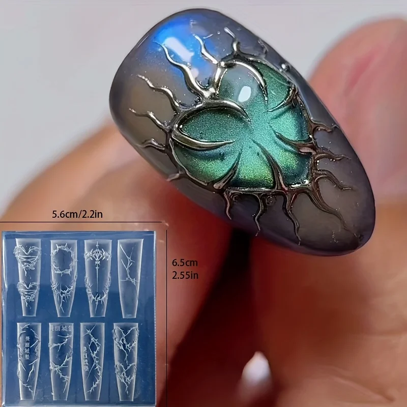 Stampo in silicone trasparente a forma di cuore per manicure, posta, pittura, costole, design dell'osso della colonna vertebrale, decorazioni per unghie, stampo per unghie in silicone