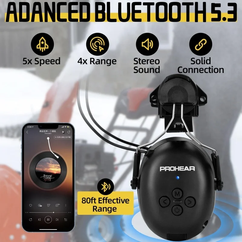 PROHEAR سماعات أذن بلوتوث مع محول ل 3M H-700 القبعات الصلبة DEWALT قبعة صلبة الحد من الضوضاء واقيات الأذن سماعة الموسيقى