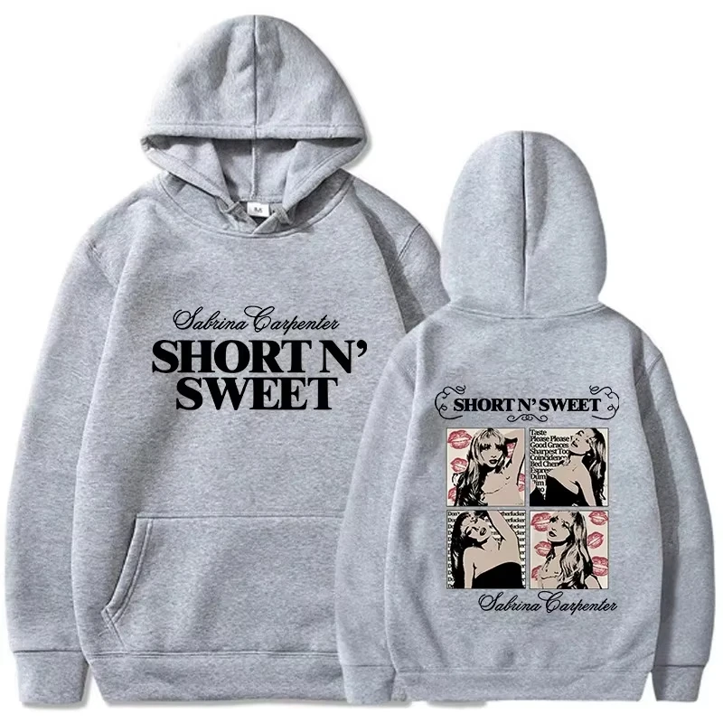 เสื้อฮู้ดลำลองสไตล์สตรีทแวร์ Sabrina Carpenter Short N' Sweet สำหรับผู้ชาย, เสื้อฮู้ดสไตล์ฮาราจูกุสำหรับฤดูใบไม้ร่วง/ฤดูหนาวแบบยูนิเซ็กส์