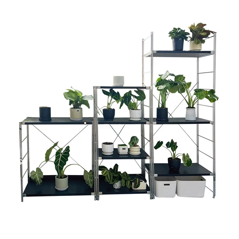 

Modern Plant Stand Planter Rack with Stainless Steel Frame and Wooden Shelvespromote sales