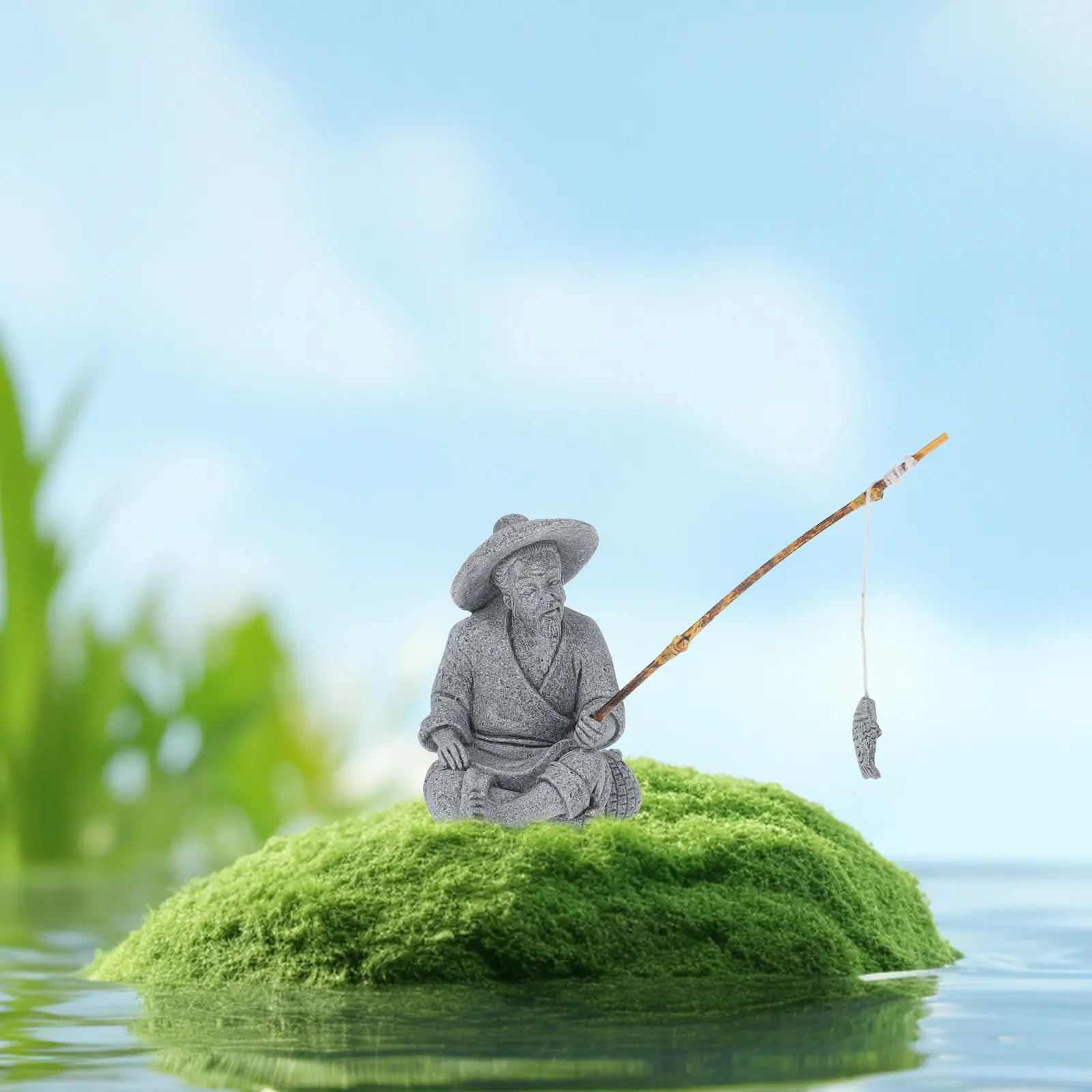 Decoration Garden Resin Ornament Landscape Outdoor Halloween Christmas Fisherman Statue Fishing Man Figurine Lifelike