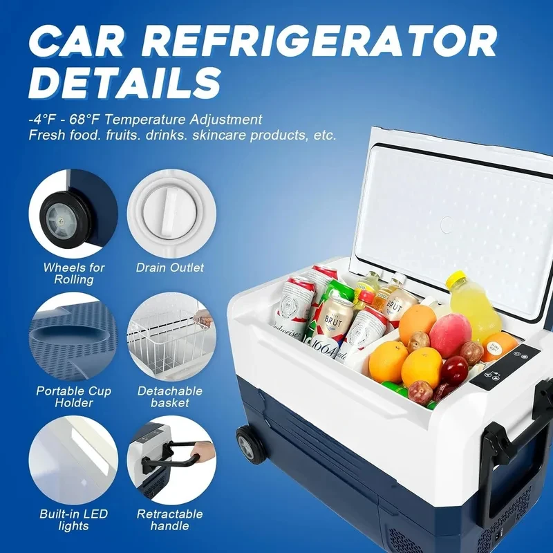Sturdy 37 Quart Dual Zone Portable Car Fridge Freezer Compressor Cooler 12V for SUV Truck Overland Camping Parts