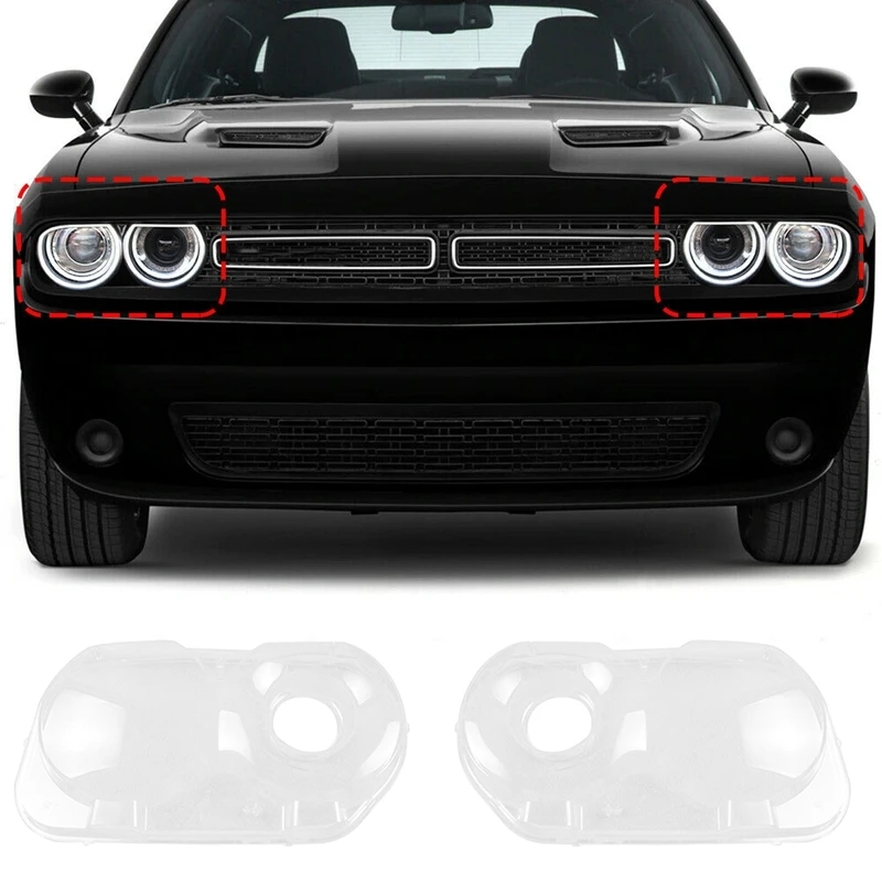 

Car Head Light Lamp Cover,For Dodge Challenger Hellcat 2008-2020 Transparent Headlight Lens Shell