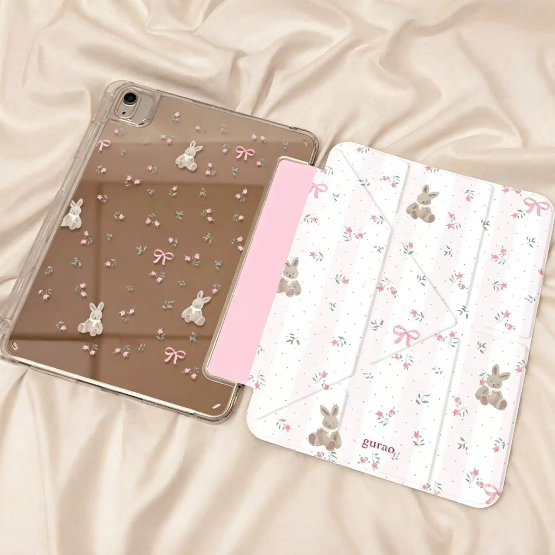 Ins Pink Fragrant Rabbit Bunny Y2K Tablet Case For iPad Pro 13in 11th M5M4 12.9in A16 7/8/9/10th Air4/5/6/7 11in M2M3 Mini Cover