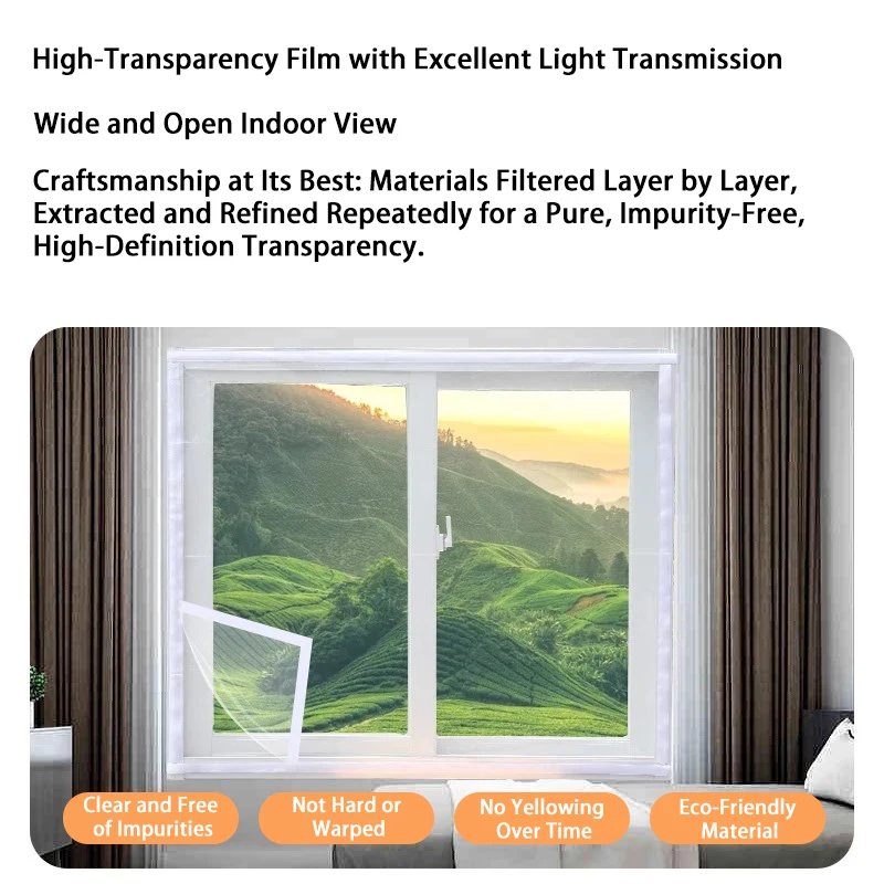 1-Pack EVA Transparent Window Insulation Film - Double-Layer Thermal Protection, Windproof & Dustproof, Easy DIY Installation