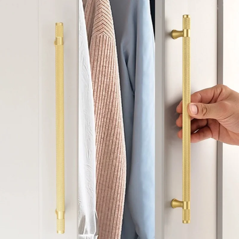 Long Knurled Handle Kitchen Cabinet Storage Handles Drawer Knobs Aluminum Alloy Cupboard Wardrobe Door Pulls Furniture Handles