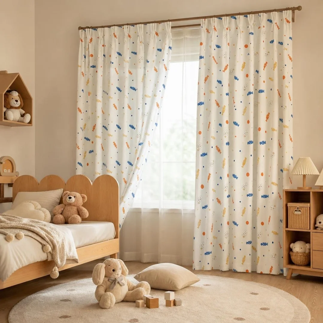 Candy Print Kids Window Curtain Colorful Sweet Candy Pattern Curtain for Baby Boys Girls Nursery Bedroom Home Decor