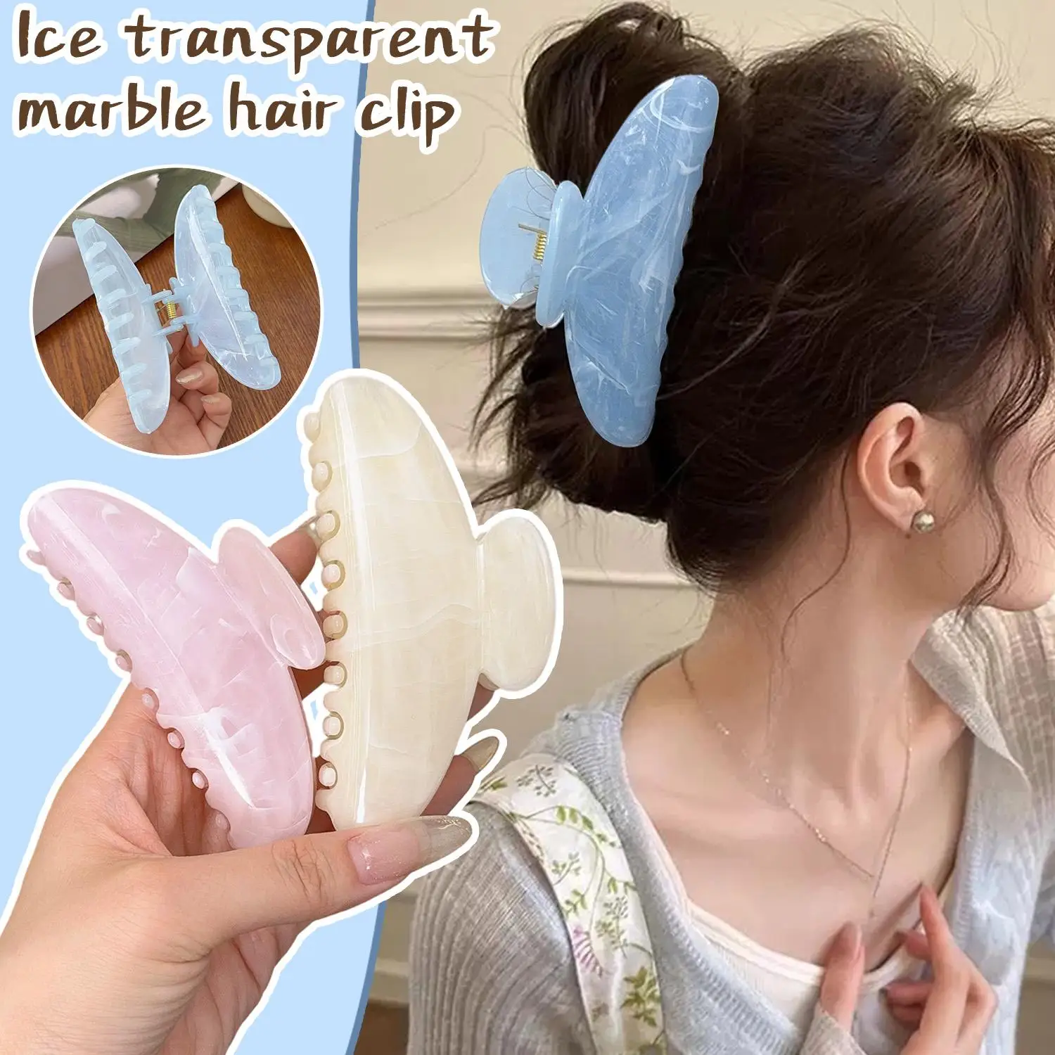 Haarspange aus Kunstharpiksmarmor mit starkem Halt für Frauen mit dickem Haar, rutschfest, leicht, langlebig, elegantes Design für Styling – Detail 2