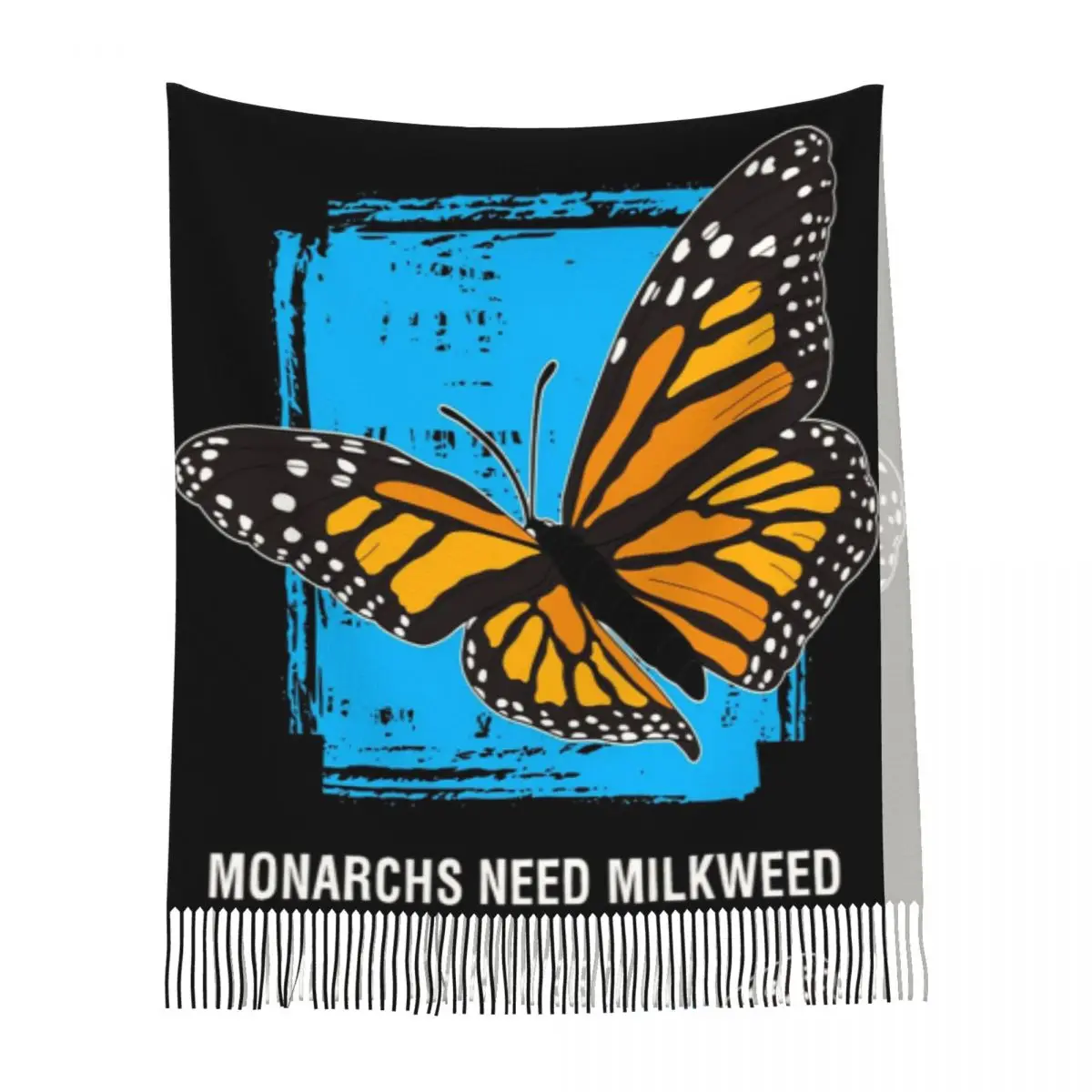 بحاجة إلى Milkweed Monarch Butterfly طباعة وشاح شرابة الأوشحة النساء شالات دافئة لينة ويلتف كبير الخريف الشتاء شال التفاف