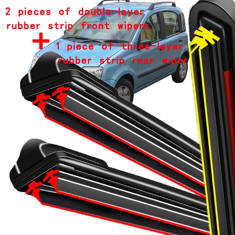 

For Fiat Panda 169 2003-2012 2004 2005 2006 2007 Wiper Front&Rear Wiper Blades Windshield Windscreen Window Brushes 22"+16"+13"