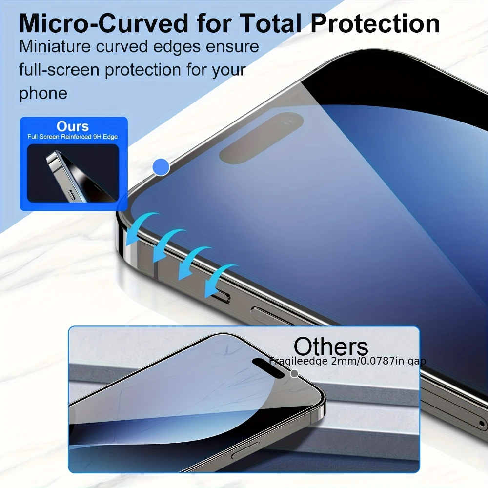 NNBILI 4 قطعة غطاء كامل من الزجاج المقسى لهاتف آيفون 11 12 13 14 15 16 17 Pro Max Air 14 15 16Plus X XS XR 9D واقي للشاشة زجاجي #6