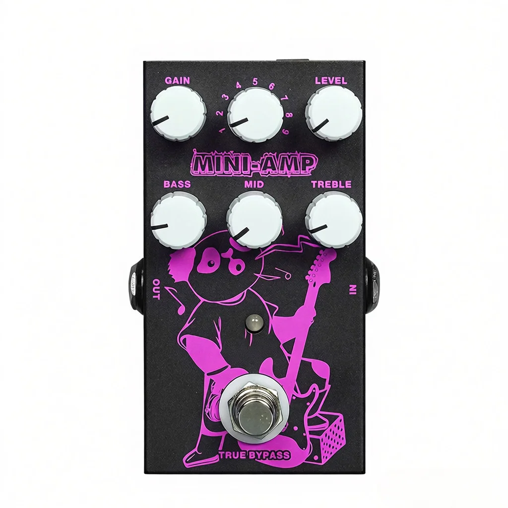 Guitar Pedal Effector MINI-AMP Electric Guitar Speaker Processing with 9V DC Power USB 5V Power GAIN TYPE LEVEL BASS MID