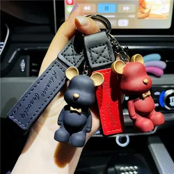 Trendy schattige PVC vlinderdas beer sleutelhanger Kawai cartoon dier sleutelhanger schattige tas hanger sleutelhouder auto sleutelhanger cadeau voor vrouwen