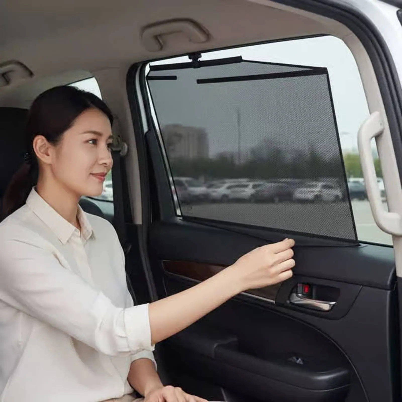 

Automatic Lifting Car Window Shade UPF 50+ Automatic Lifting Car Curtain Telescopic Window Curtain Easy Installation for Summer