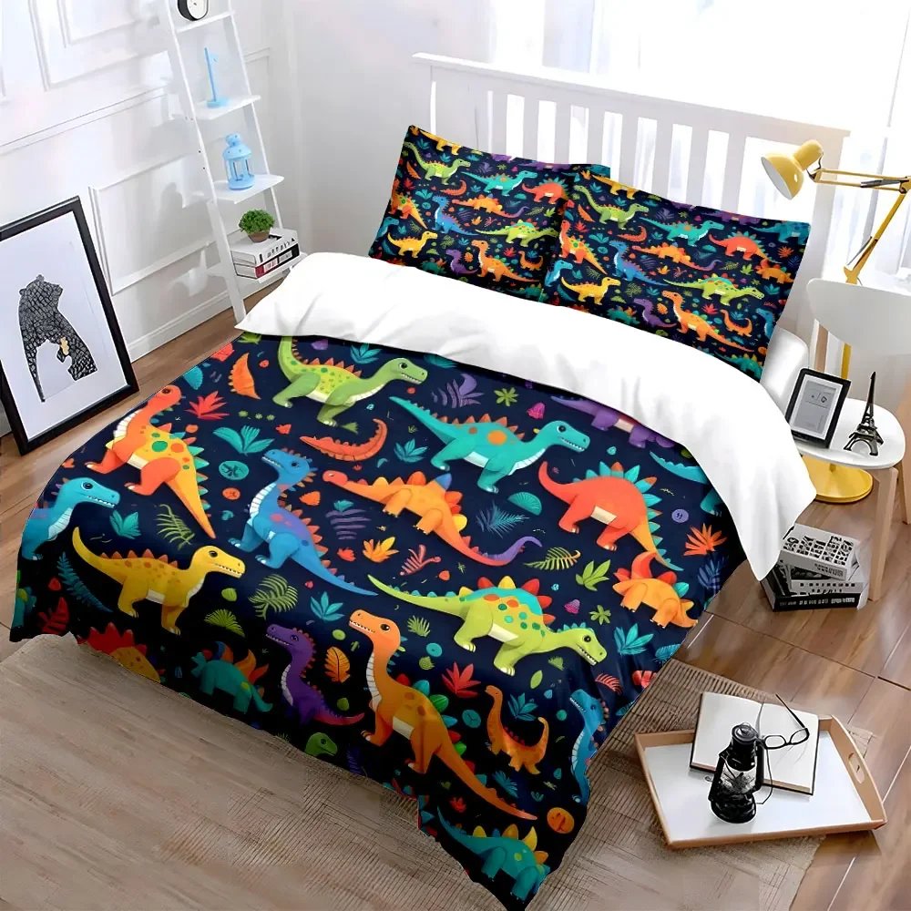 Colorful Dinosaur Kids Bedding Set Multiple sizes kid's and adults' bedroom Exquisite 3PC bedding set, gift