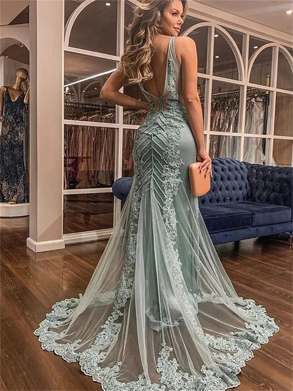 Sexy Sleeveless Evening Dress 2024 Elegant Mermaid Bridal Dress Graceful Appliqué Floor-length Dress Vestidos De Novia