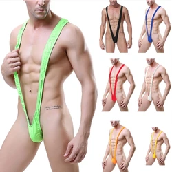 Ropa interior Sexy con tirantes para hombre, bragas con estampado de leopardo, lencería erótica, Tanga abierta elástica, disfraz de cuerpo, pijama Gay de Borat, nuevo